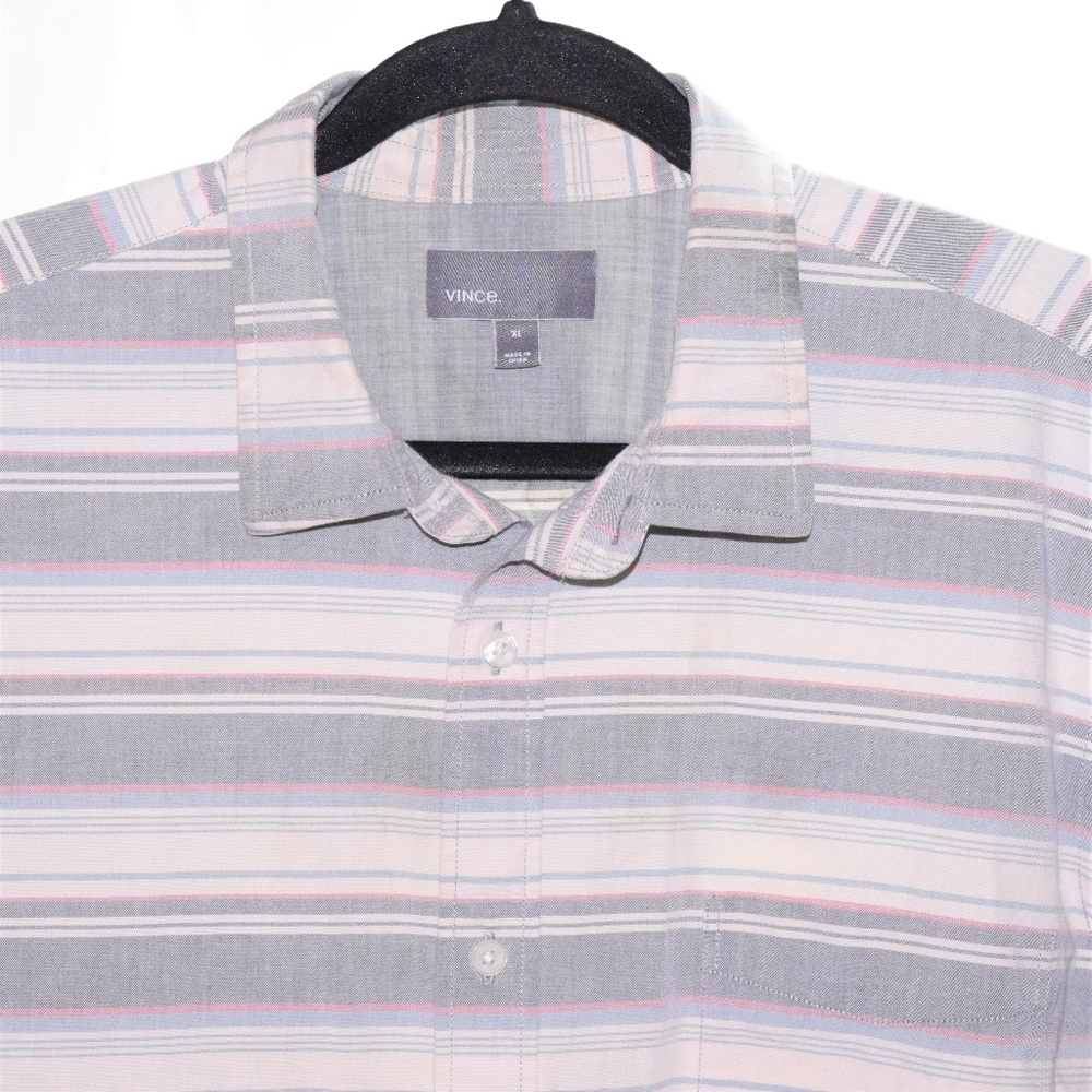Vince (XL) Gray Beige Red Striped Long Sleeve